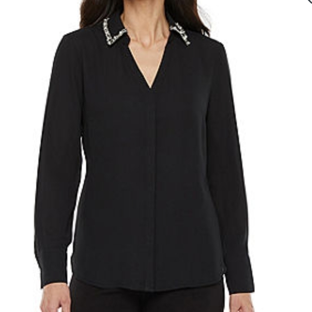 WORTHINGTON black blose with boucle